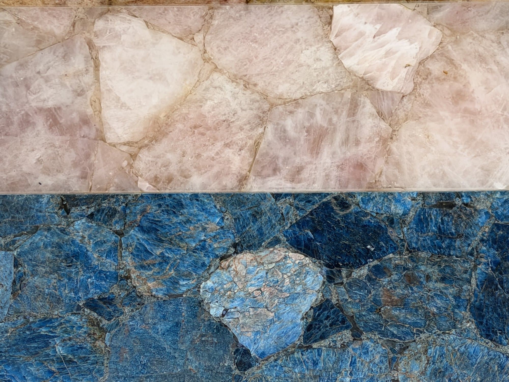 Ónix rosa y azul, corte de muestra